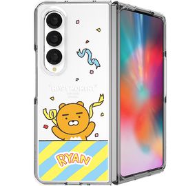 [S2B] Kakao Friends Happy Moment Galaxy Z Fold4 Transparent Slim Case-Transparent Case, Hard Case, Wireless Charging-Made in Korea